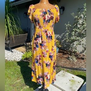 Yellow floral midi/ maxi dress